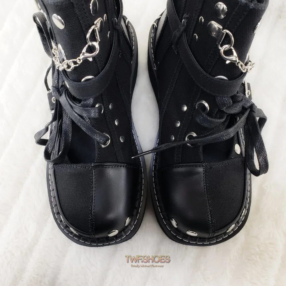 Emily Cut Out Platform Sandal Boots Goth Punk Ankle Boots - Picture 13 of 15